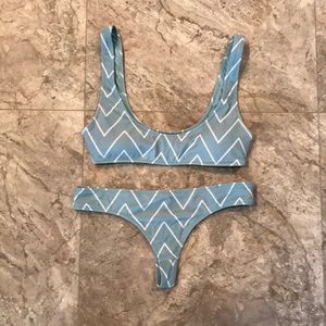 Blue Chevron Print Bikini